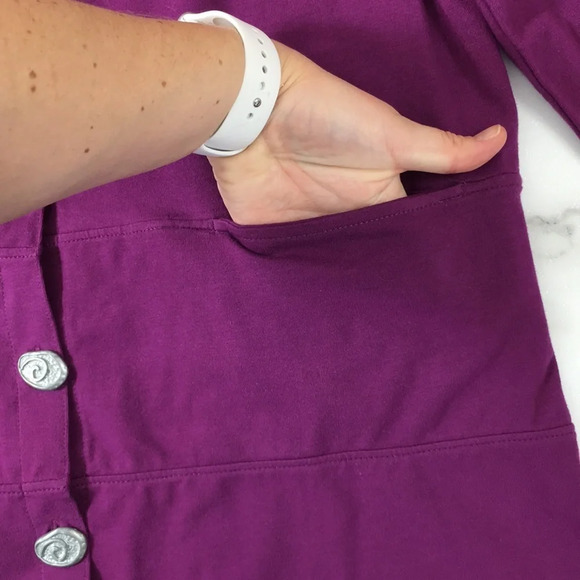 Neon Budhha Purple Button Front Shirt Long Sleeve - Picture 9 of 12